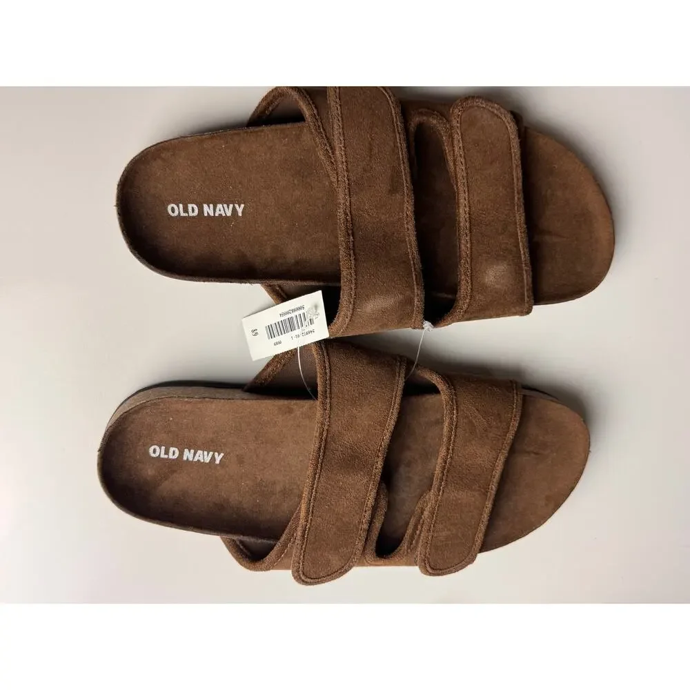 Old Navy Suede Double Secure Strap Cognac Men's Flat Sandals Sz 8-9